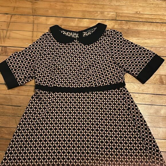 Women’s Black Patterned Collared Dress 2XL - Picture 2 of 5